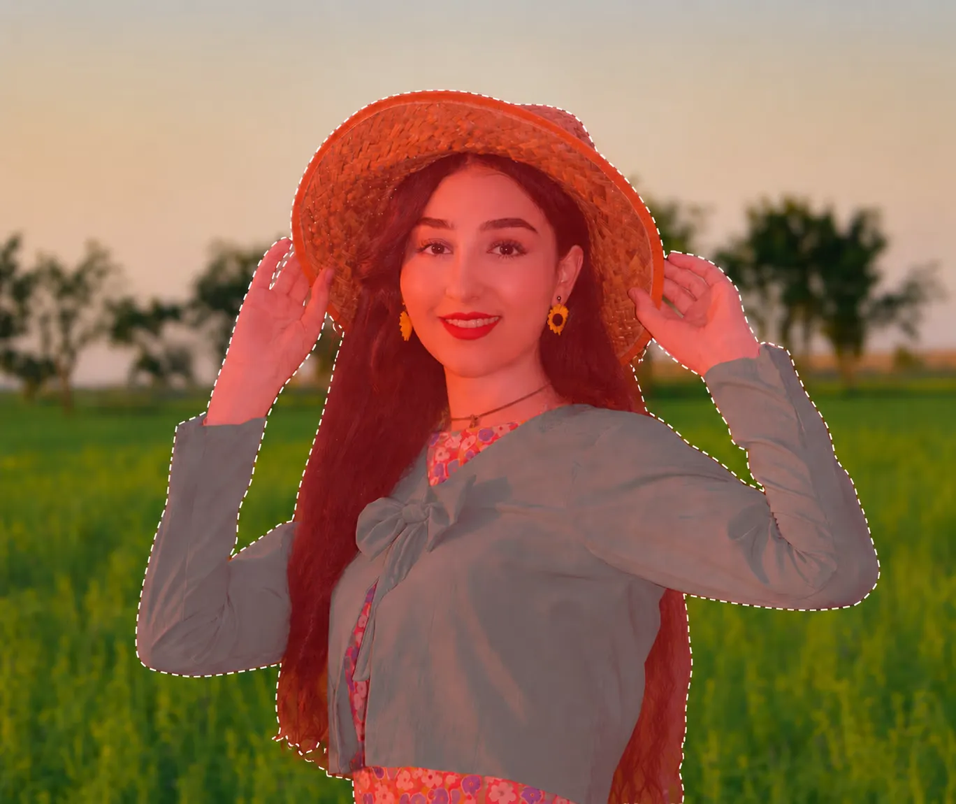 AI detecting the subject in a portrait photo and isolating it from the background